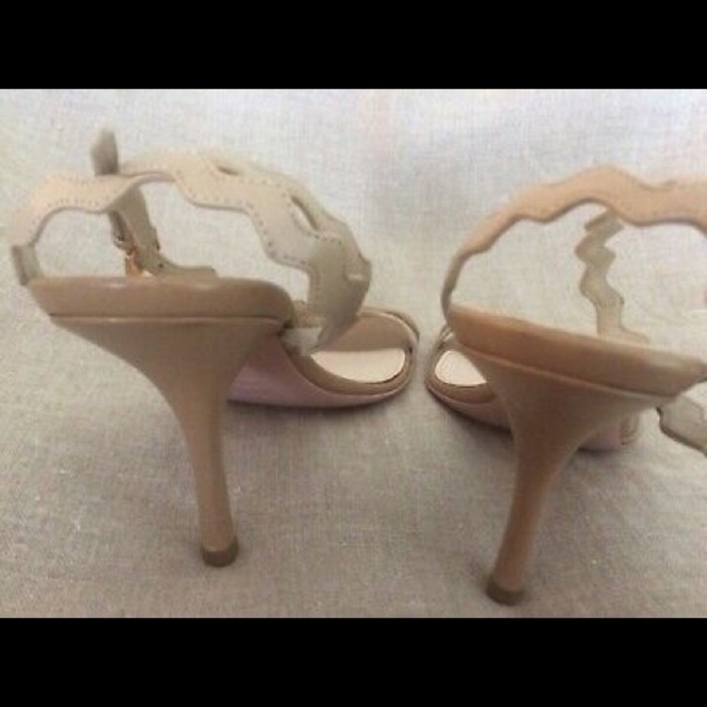 Prada Scalloped Sandals Tan Leather Ankle Strap - Picture 8 of 8